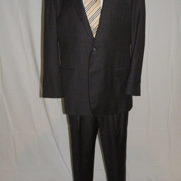 Elevee Custom Made Dark Green-Gray Plaid Three Roll Two Suit 44L - Picture 2 of 12